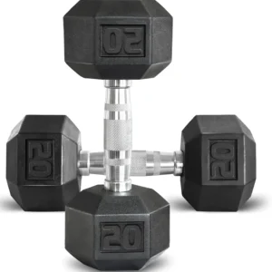 BoleLinko 40Lb Rubber Coated Hex Dumbbells - Includes 2x 20Lb Dumbbells