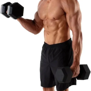 10Lb Rubber Coated Hex Dumbbell Set - Includes 2 X 5Lb Hex Dumbbells