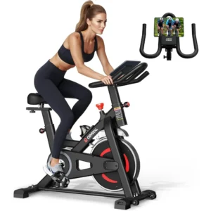 CRYSTAL FIT Indoor Stationary Cycling Bike With Tablet Holder LCD Monitor