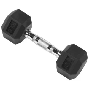 Rubber Encased Hex Dumbbell - Single 10 lb Dumbbell