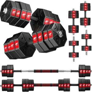 3 in 1 Adjustable Barbell and Dumbbell Set, 44lbs, 66Lbs  and 88Lbs 3 in 1 - Home Fitness Weight Set